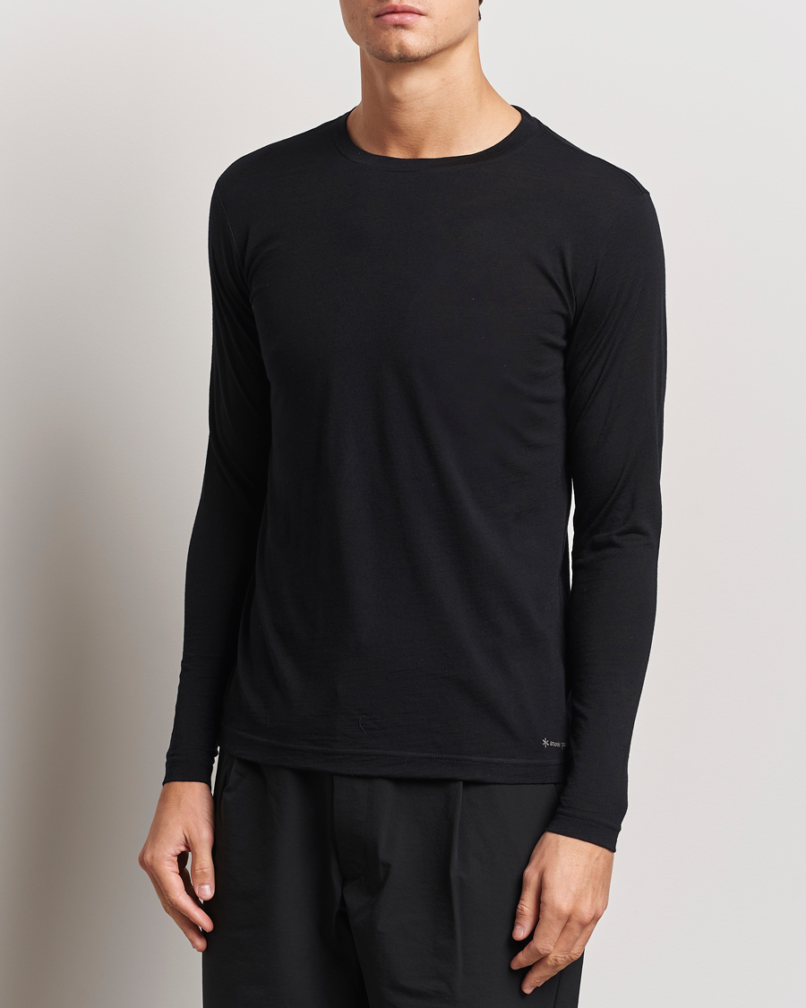 Hombres | Jerséis y prendas de punto | Snow Peak | Merino Wool Long Sleeve T-Shirt Black