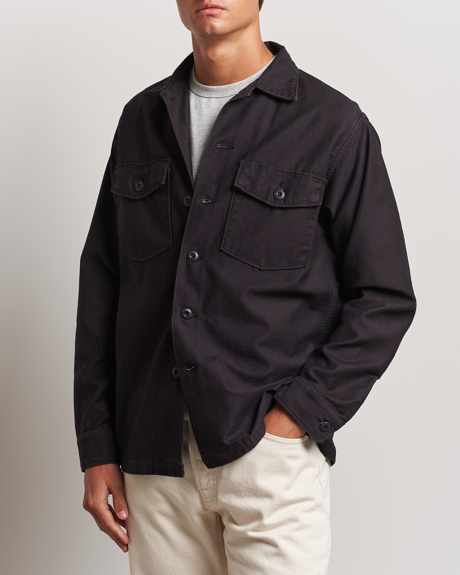 Hombres | Camisas | orSlow | Cotton Sateen US Army Overshirt Black