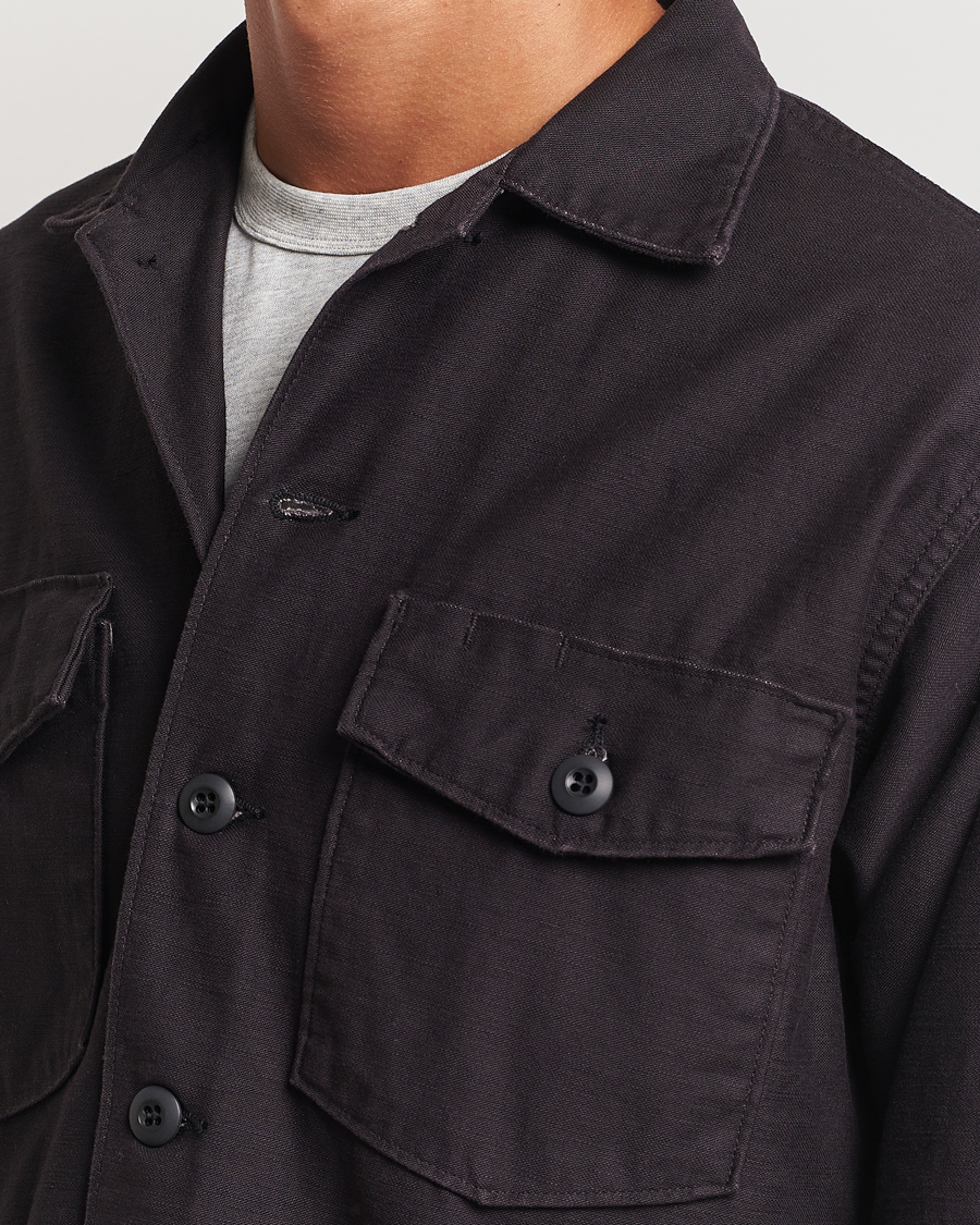 Hombres | Camisas | orSlow | Cotton Sateen US Army Overshirt Black