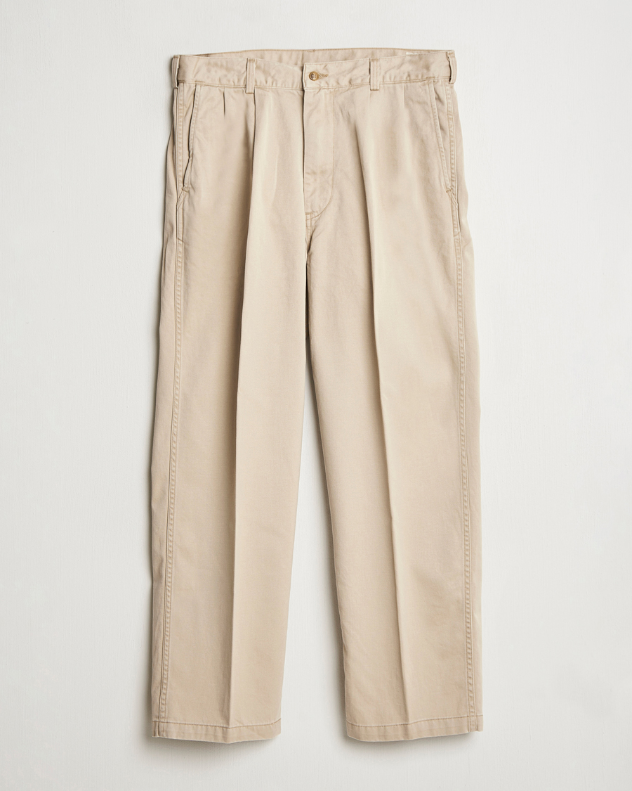 Hombres | Pantalones | orSlow | Two Tuck Wide Trousers Khaki