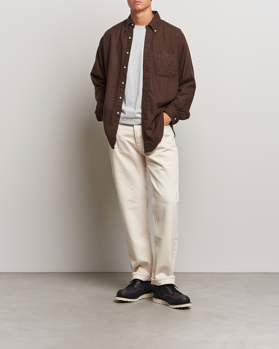 Hombres | Camisas | orSlow | Button Down Shirt Burgundy