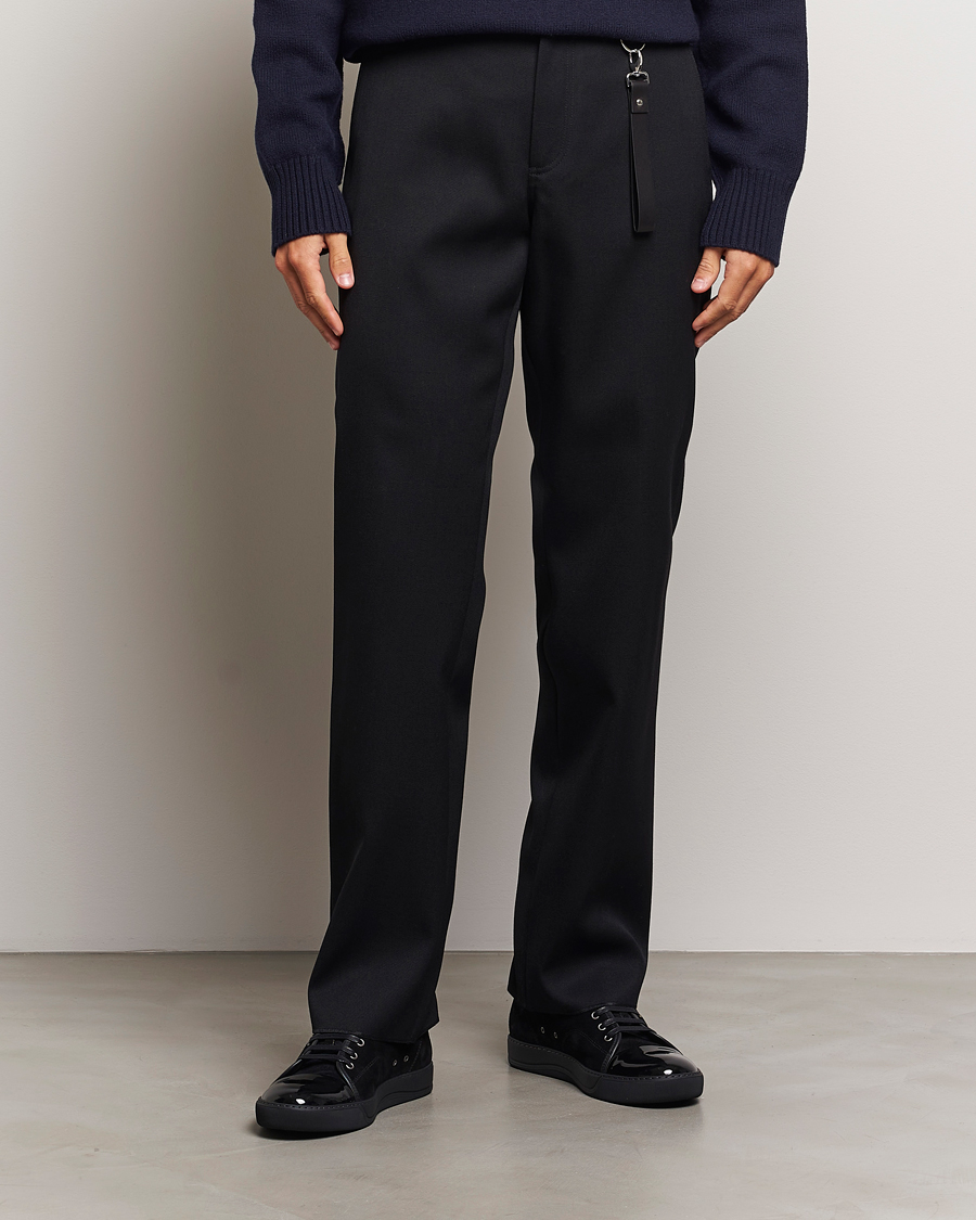 Hombres | Pantalones | Lanvin | Casual Straight Wool Trousers Black
