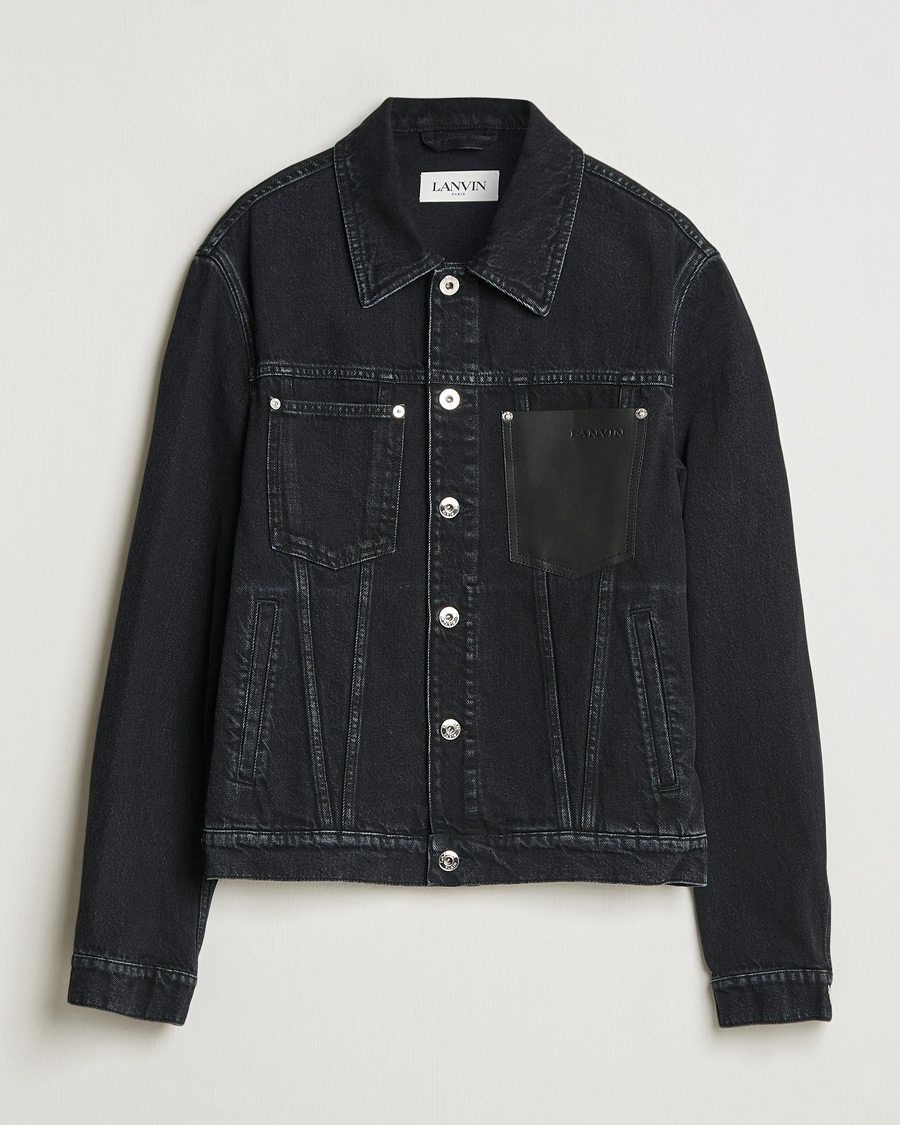 Hombres | Abrigos y chaquetas | Lanvin | Leather Pocket Denim Jacket Black