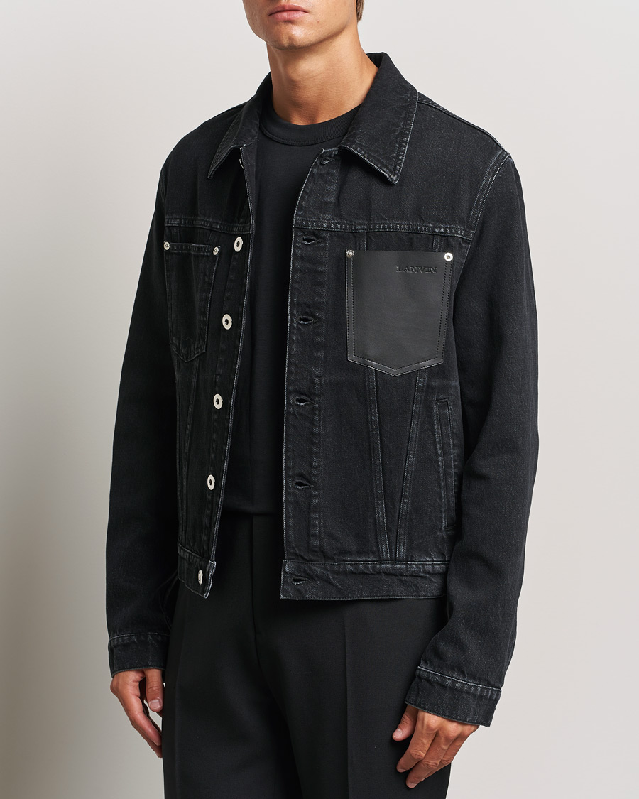 Hombres | Abrigos y chaquetas | Lanvin | Leather Pocket Denim Jacket Black
