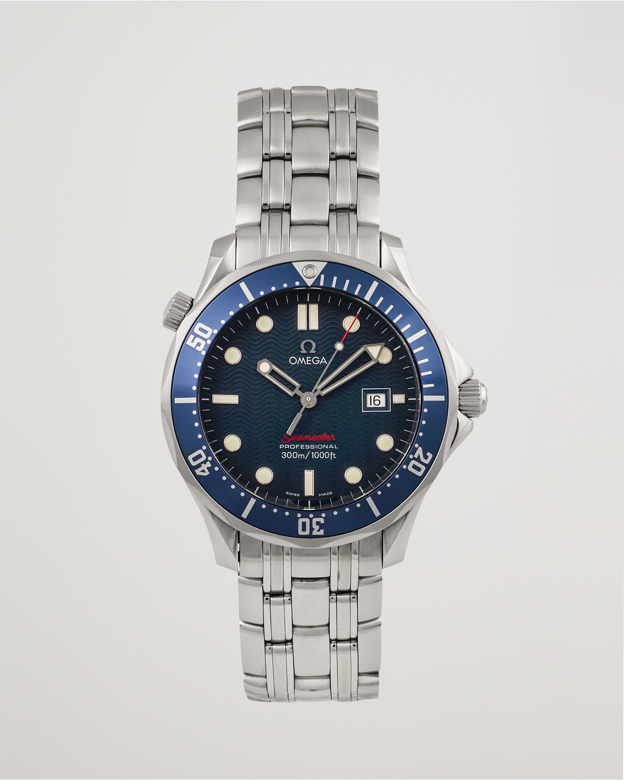 Hombres | Omega Pre-Owned Seamaster Diver 300M Red 2221.80.00 Silver | Omega Pre-Owned | Seamaster Diver 300M Red 2221.80.00 Silver