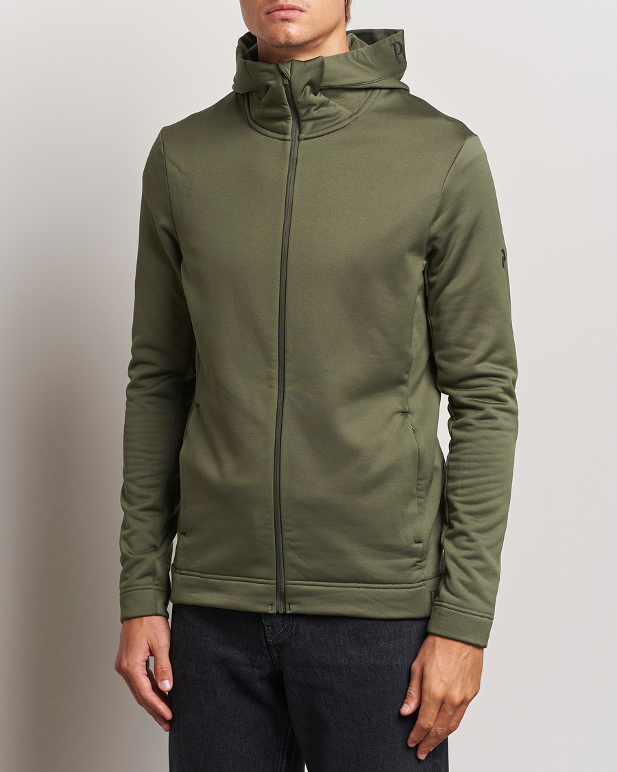 Hombres | Jerséis y prendas de punto | Peak Performance | Rider Tech Zip Hood Pine Needle