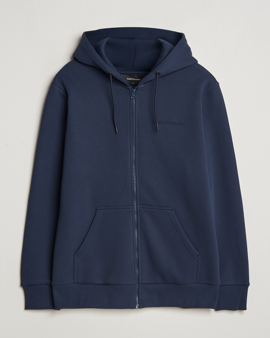 Hombres | Jerséis y prendas de punto | Peak Performance | Original Full Zip Hoodie Blue Shadow