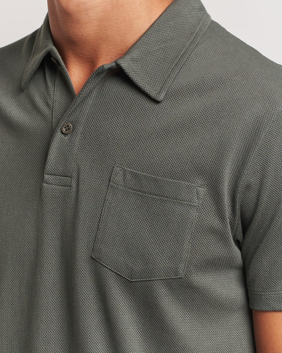 Hombres | Polos | Sunspel | Riviera Polo Shirt Drill Green