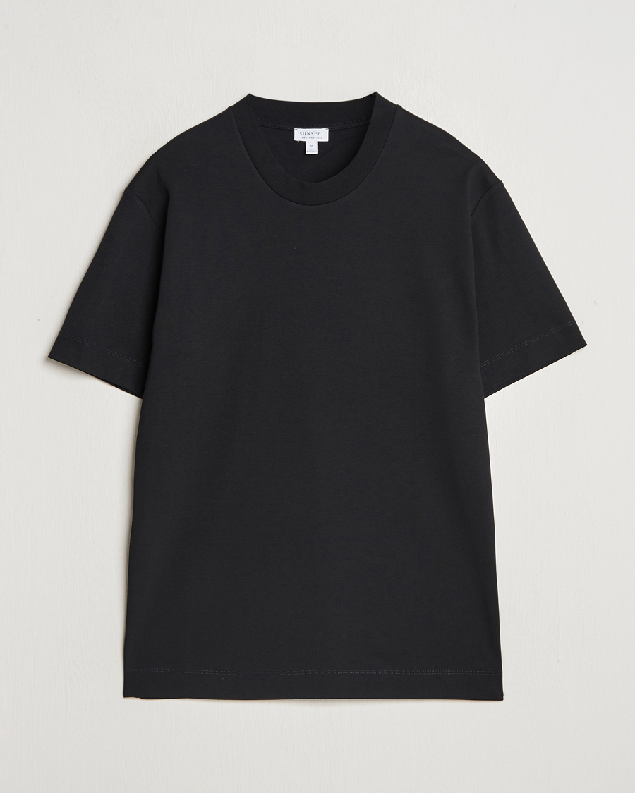 Hombres | Camisetas | Sunspel | Heavy Weight Supima Cotton T-Shirt Black