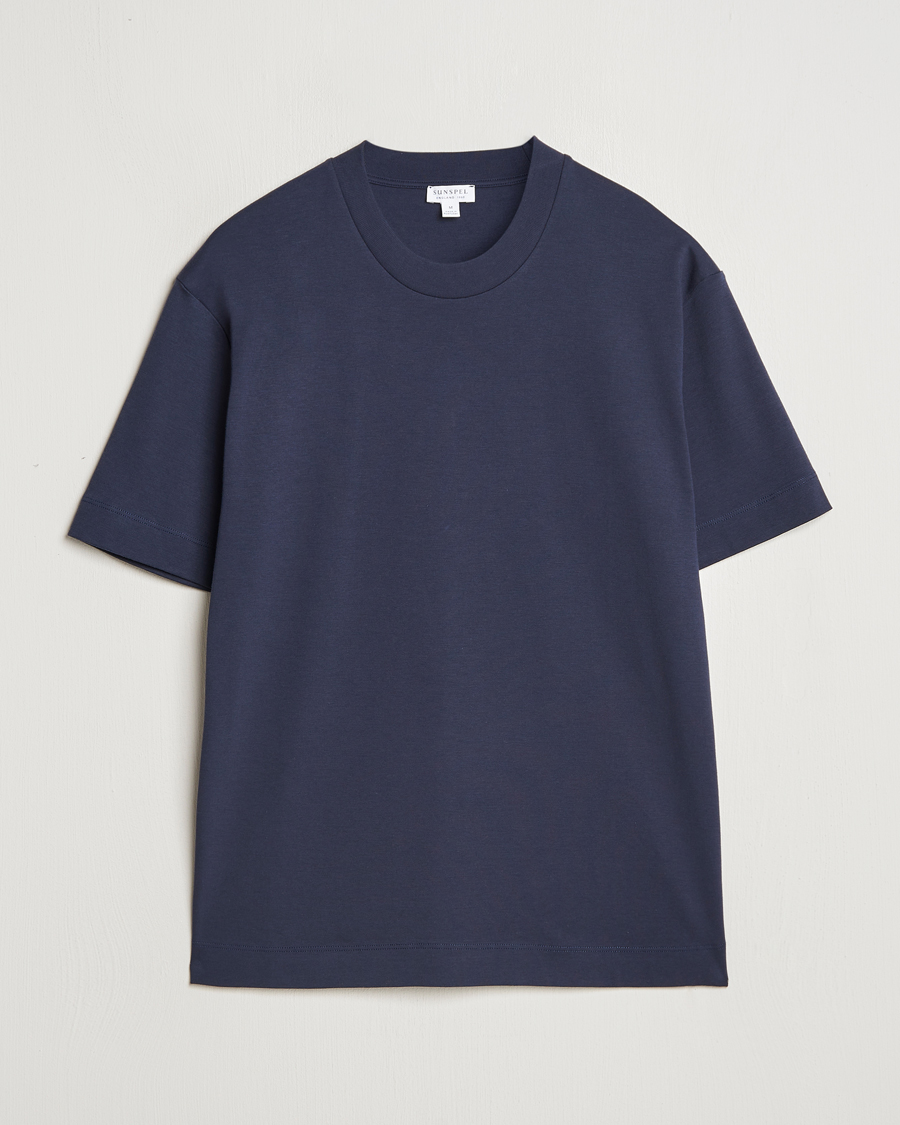 Hombres | Camisetas | Sunspel | Heavy Weight Supima Cotton T-Shirt Navy
