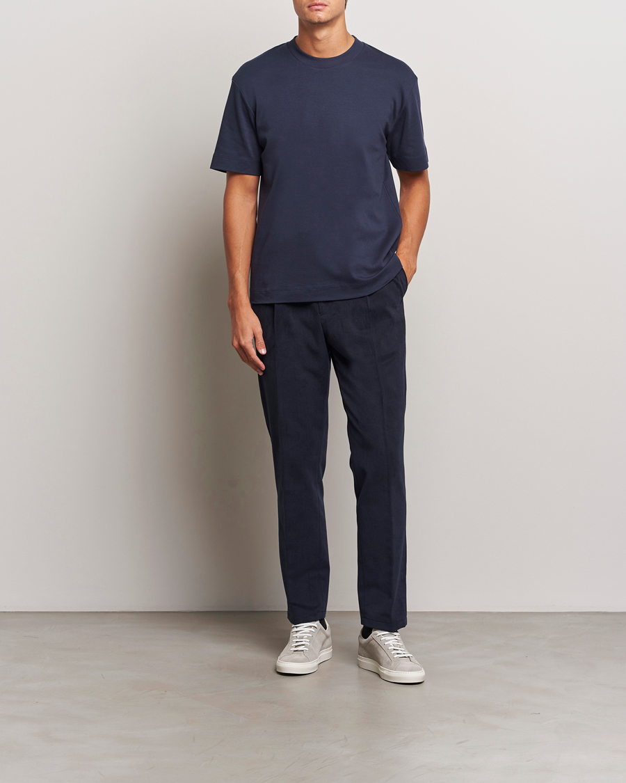 Hombres | Camisetas | Sunspel | Heavy Weight Supima Cotton T-Shirt Navy