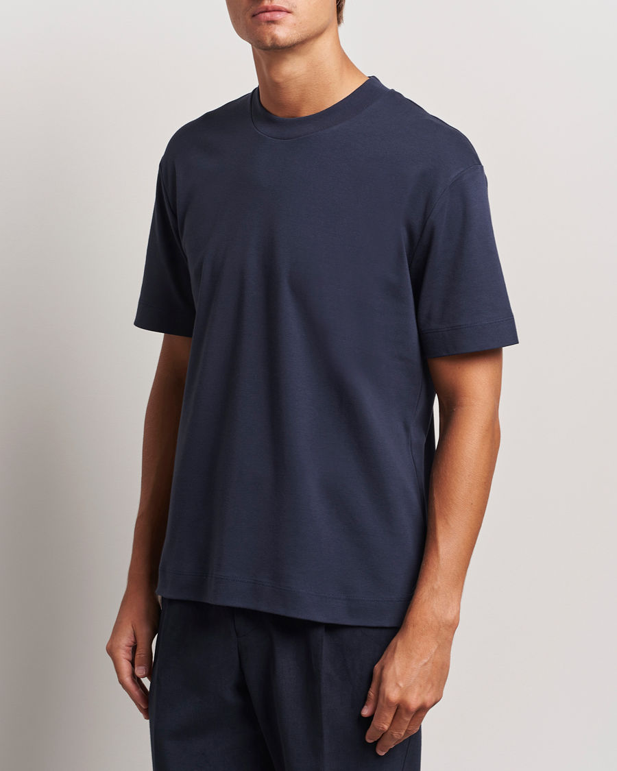 Hombres | Camisetas | Sunspel | Heavy Weight Supima Cotton T-Shirt Navy
