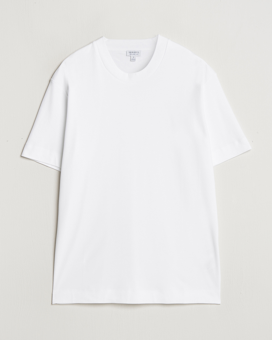 Hombres | Camisetas | Sunspel | Heavy Weight Supima Cotton T-Shirt White