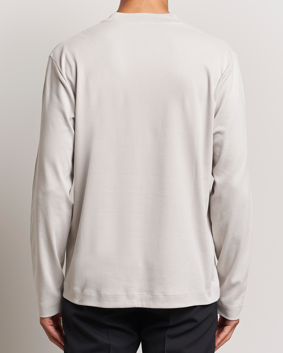 Hombres | Camisetas | Sunspel | Heavyweight Mock Neck Long Sleeve T-Shirt Putty