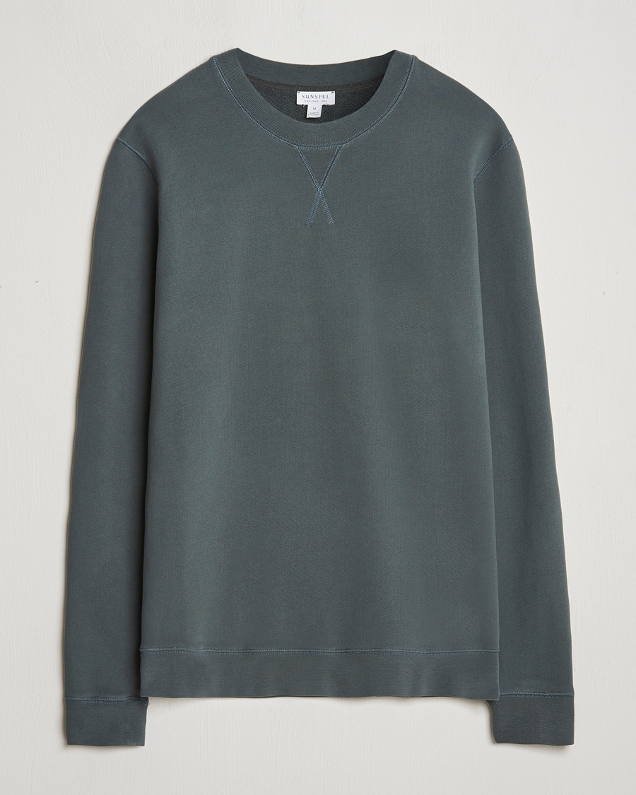 Hombres | Jerséis y prendas de punto | Sunspel | Loopback Sweatshirt Drill Green