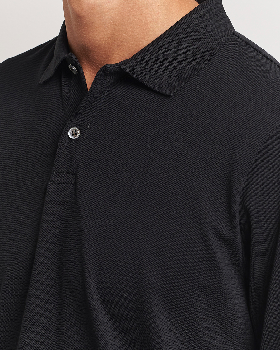 Hombres | Jerséis y prendas de punto | Sunspel | Long Sleeve Pique Poloshirt Black