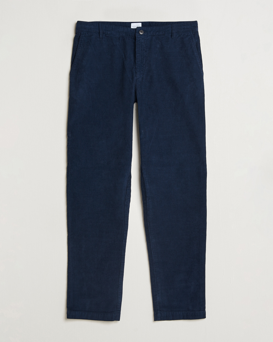 Hombres | Pantalones | Sunspel | Corduroy Chore Trousers Navy