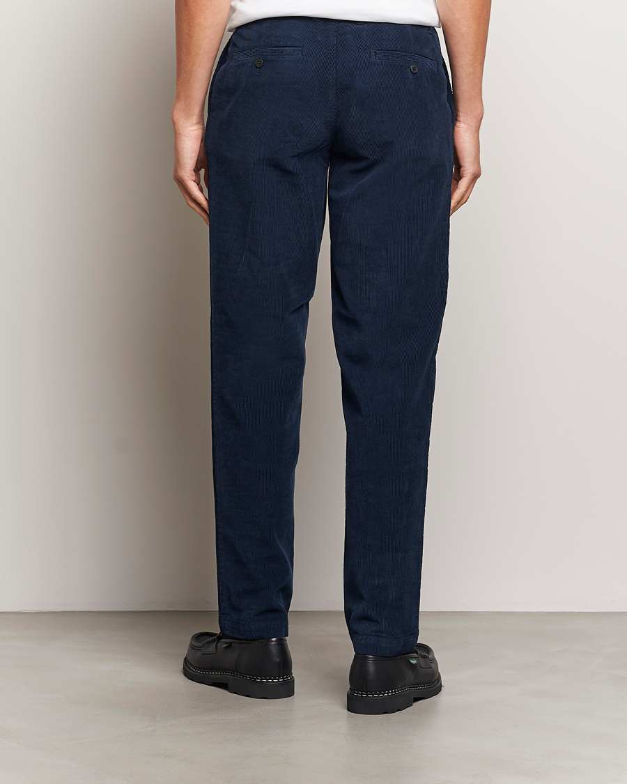 Hombres | Pantalones | Sunspel | Corduroy Chore Trousers Navy