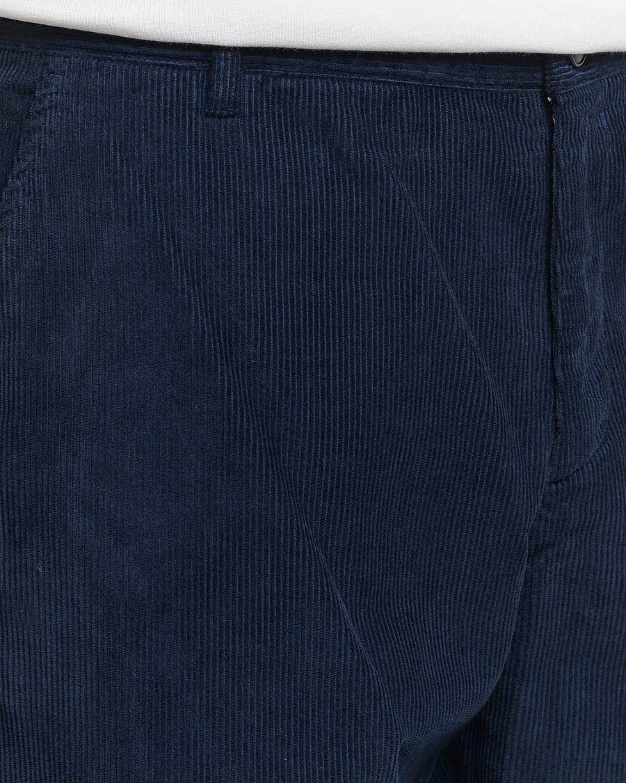Hombres | Pantalones | Sunspel | Corduroy Chore Trousers Navy