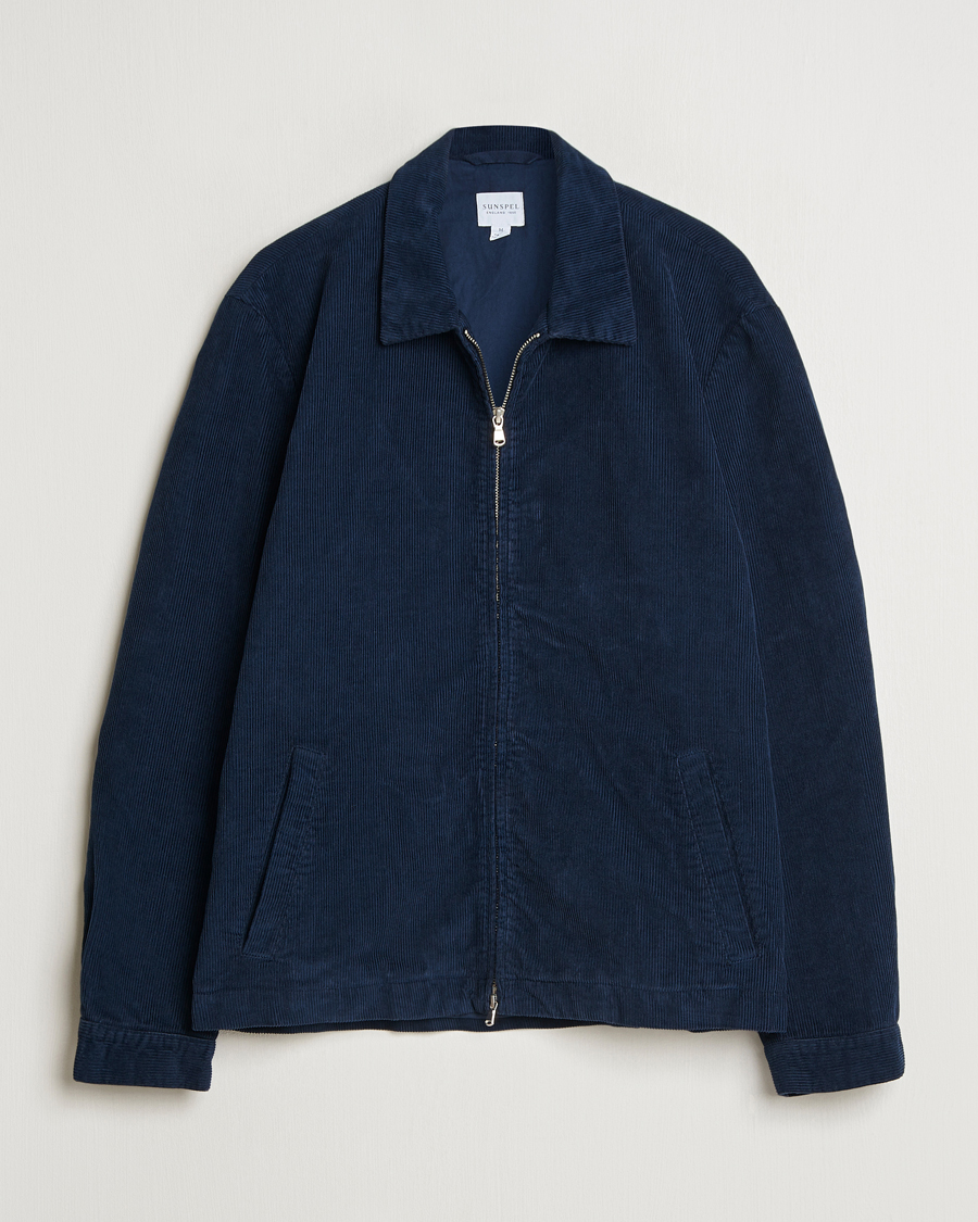 Hombres | Abrigos y chaquetas | Sunspel | Corduroy Harrington Jacket Navy