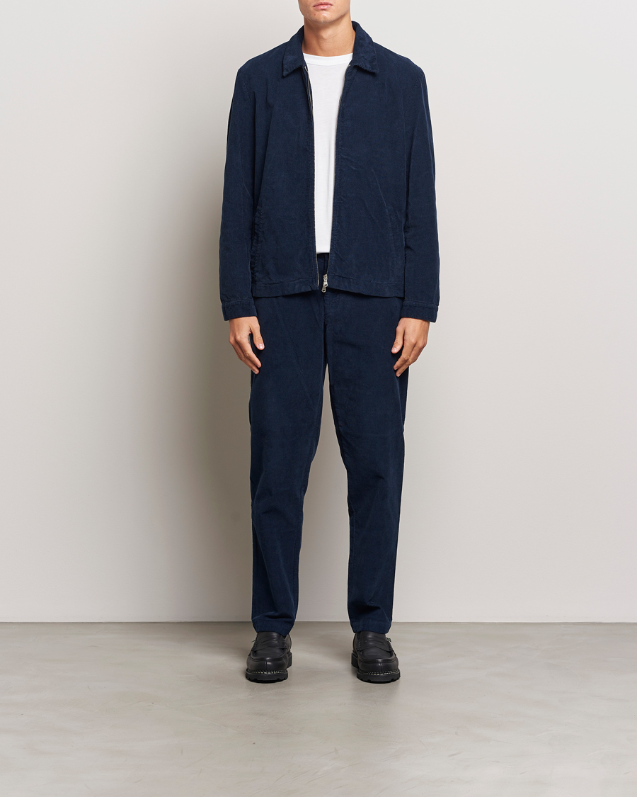 Hombres | Abrigos y chaquetas | Sunspel | Corduroy Harrington Jacket Navy