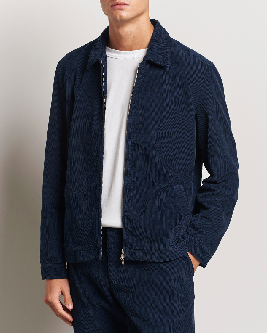 Hombres | Abrigos y chaquetas | Sunspel | Corduroy Harrington Jacket Navy
