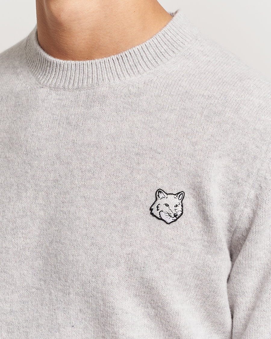 Hombres | Jerséis y prendas de punto | Maison Kitsuné | Bold Fox Lambswool Crew Neck Light Grey Melange