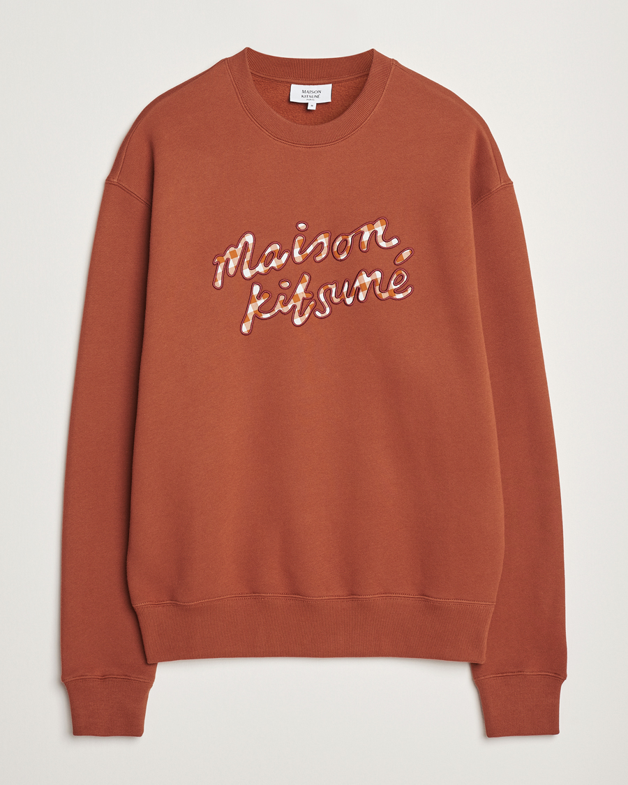 Hombres | Jerséis y prendas de punto | Maison Kitsuné | Gingham Handwriting Sweatshirt Pecan
