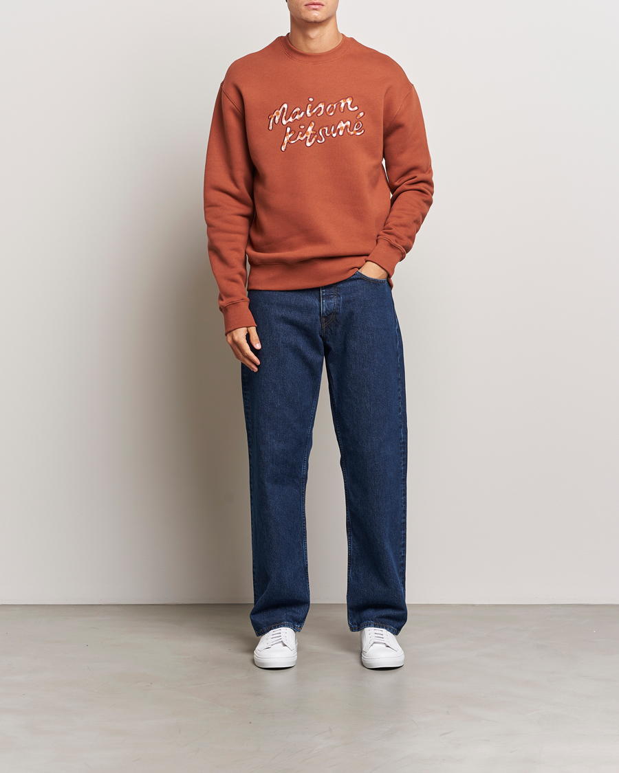 Hombres | Jerséis y prendas de punto | Maison Kitsuné | Gingham Handwriting Sweatshirt Pecan