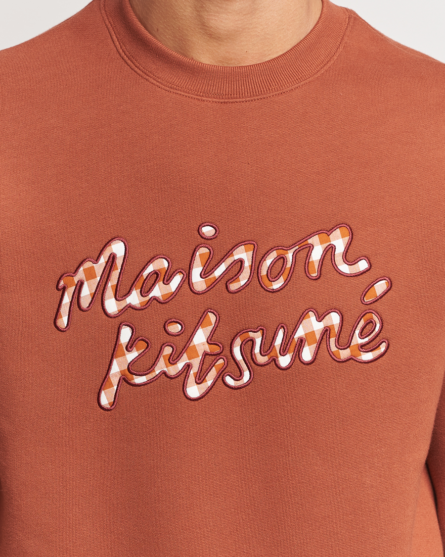 Hombres | Jerséis y prendas de punto | Maison Kitsuné | Gingham Handwriting Sweatshirt Pecan