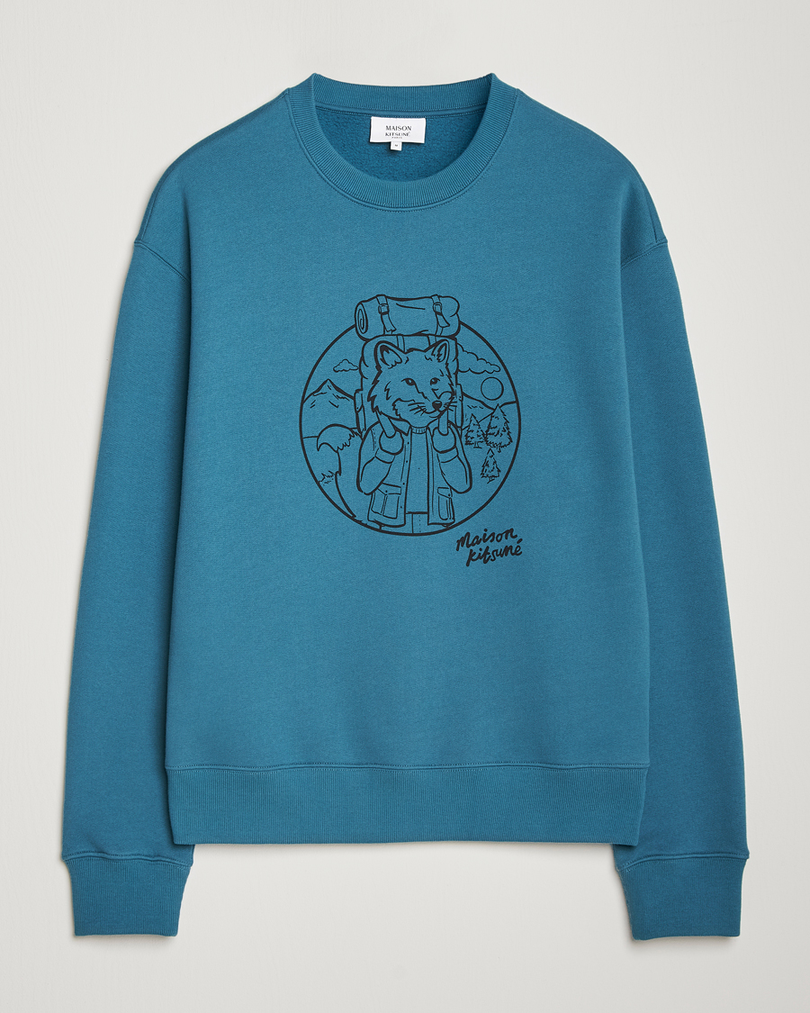 Hombres | Jerséis y prendas de punto | Maison Kitsuné | Ramblin Fox Sweatshirt Lake Blue