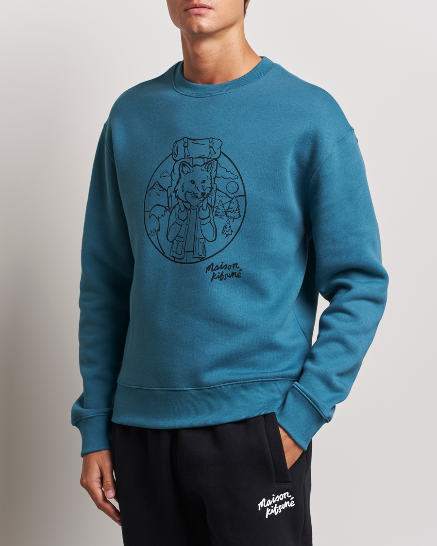 Hombres | Jerséis y prendas de punto | Maison Kitsuné | Ramblin Fox Sweatshirt Lake Blue