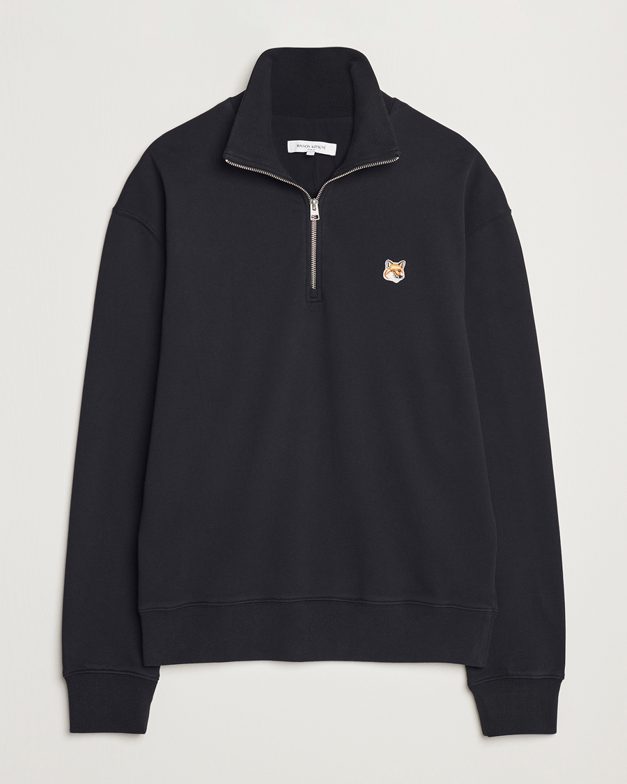 Hombres | Jerséis y prendas de punto | Maison Kitsuné | Fox Head Half Zip Sweatshirt Black