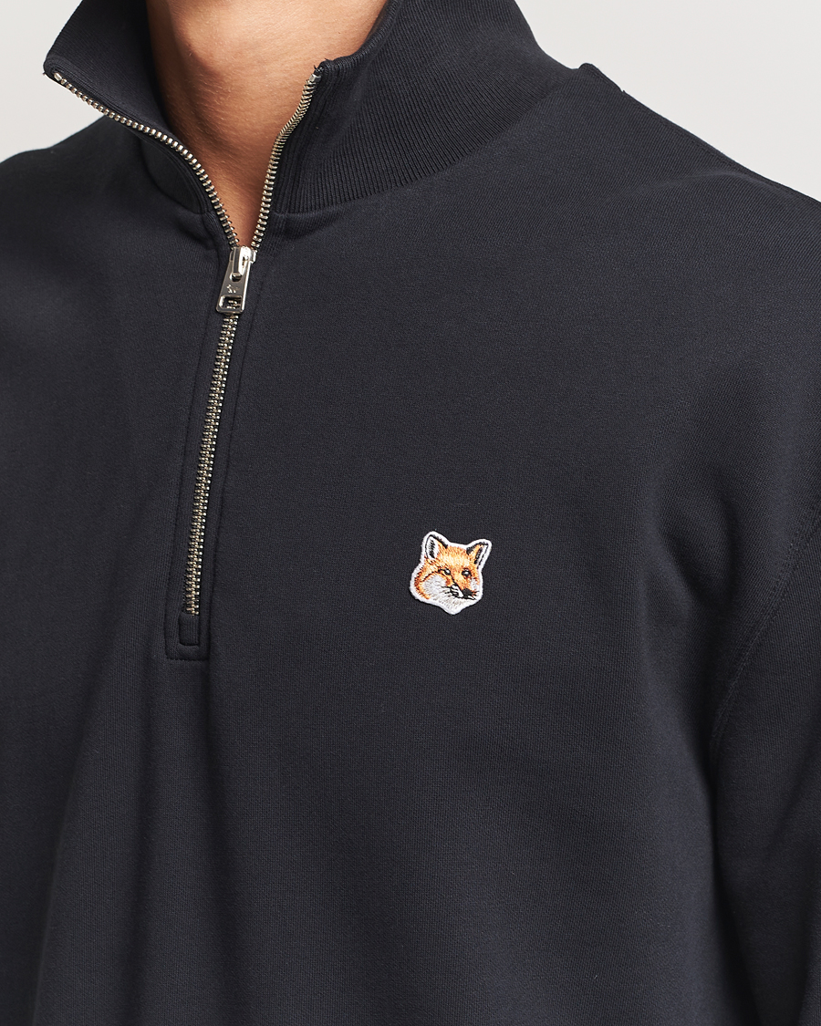 Hombres | Jerséis y prendas de punto | Maison Kitsuné | Fox Head Half Zip Sweatshirt Black