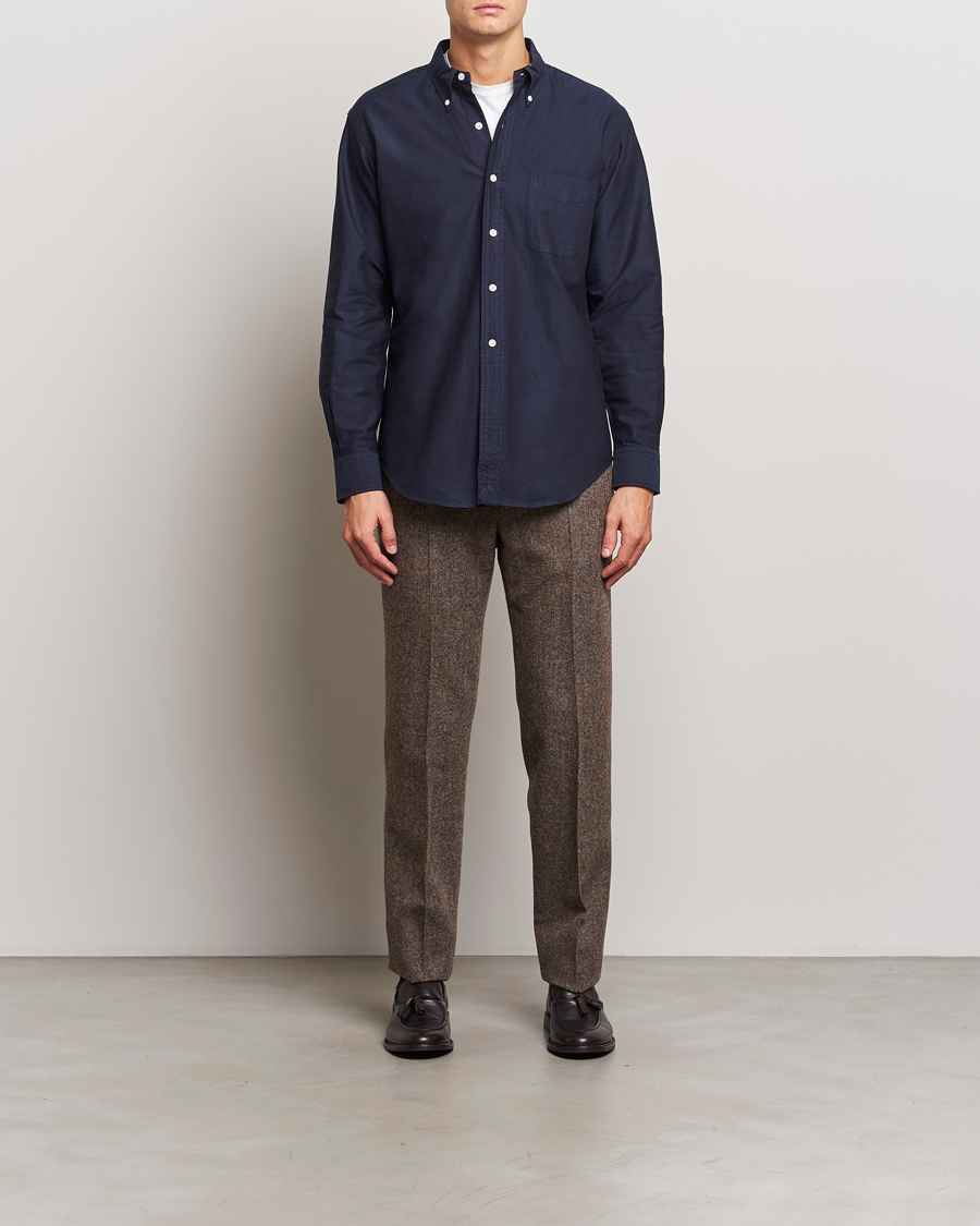 Hombres | Camisas | Kamakura Shirts | Vintage Ivy Oxford Button Down Shirt Navy