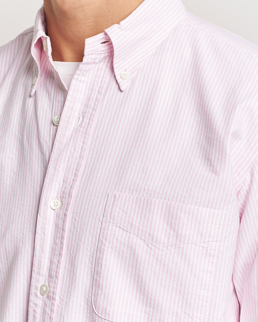 Hombres | Camisas | Kamakura Shirts | Vintage Ivy Oxford Button Down Shirt Pink Stripe