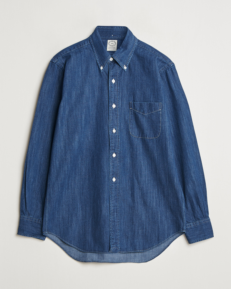 Hombres | Camisas | Kamakura Shirts | Vintage Ivy Denim Button Down Shirt Dark Blue
