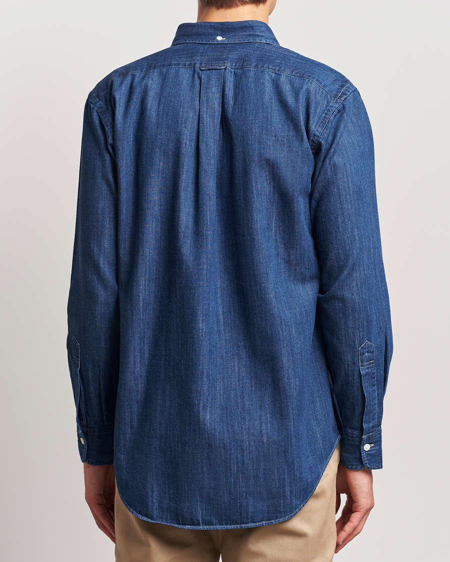 Hombres | Camisas | Kamakura Shirts | Vintage Ivy Denim Button Down Shirt Dark Blue
