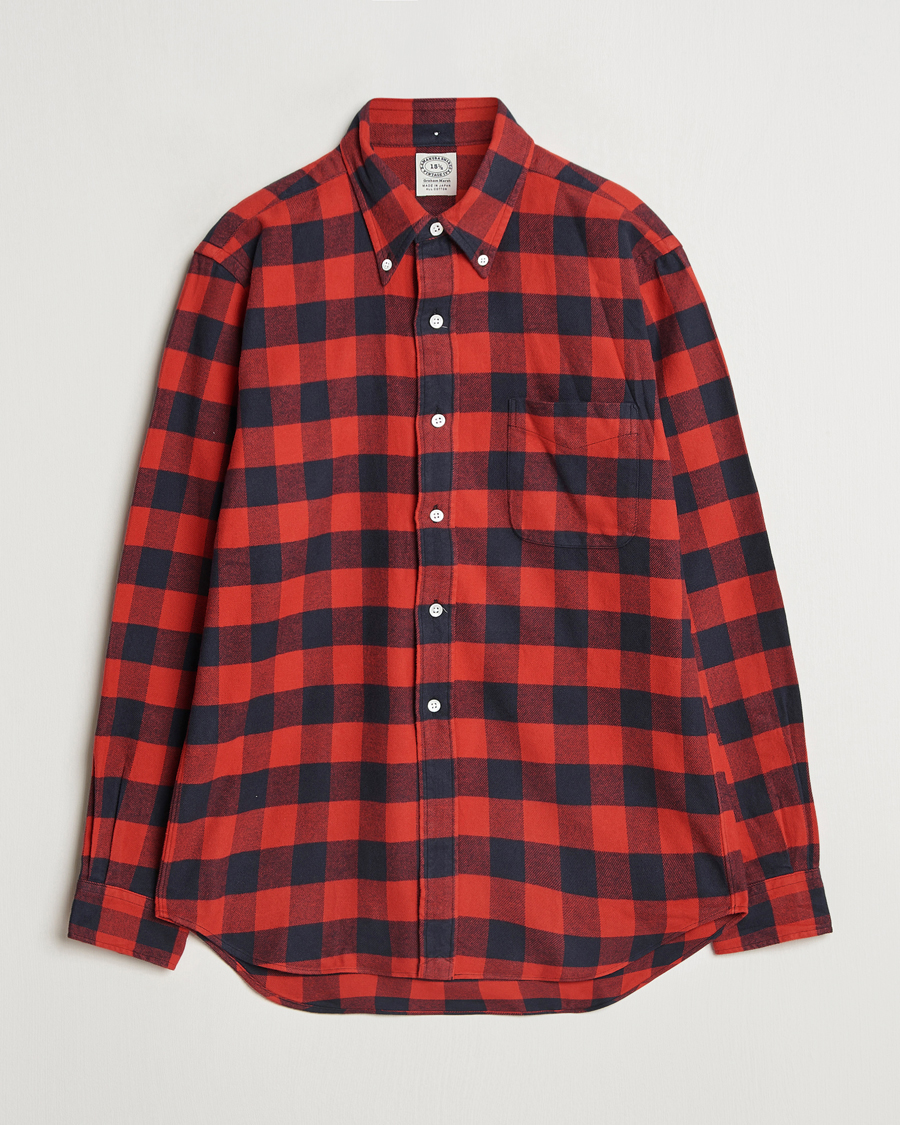 Hombres | Camisas | Kamakura Shirts | Vintage Ivy Buffalo Check Flannel Shirt Red