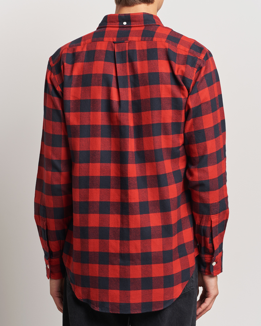 Hombres | Camisas | Kamakura Shirts | Vintage Ivy Buffalo Check Flannel Shirt Red