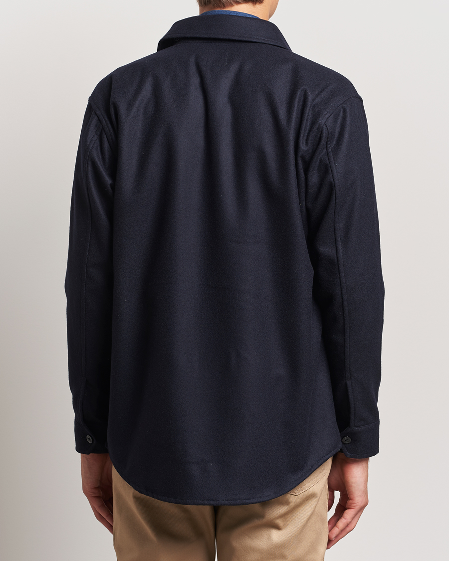 Hombres | Camisas | Kamakura Shirts | Wool Flannel CPO Shirt Navy
