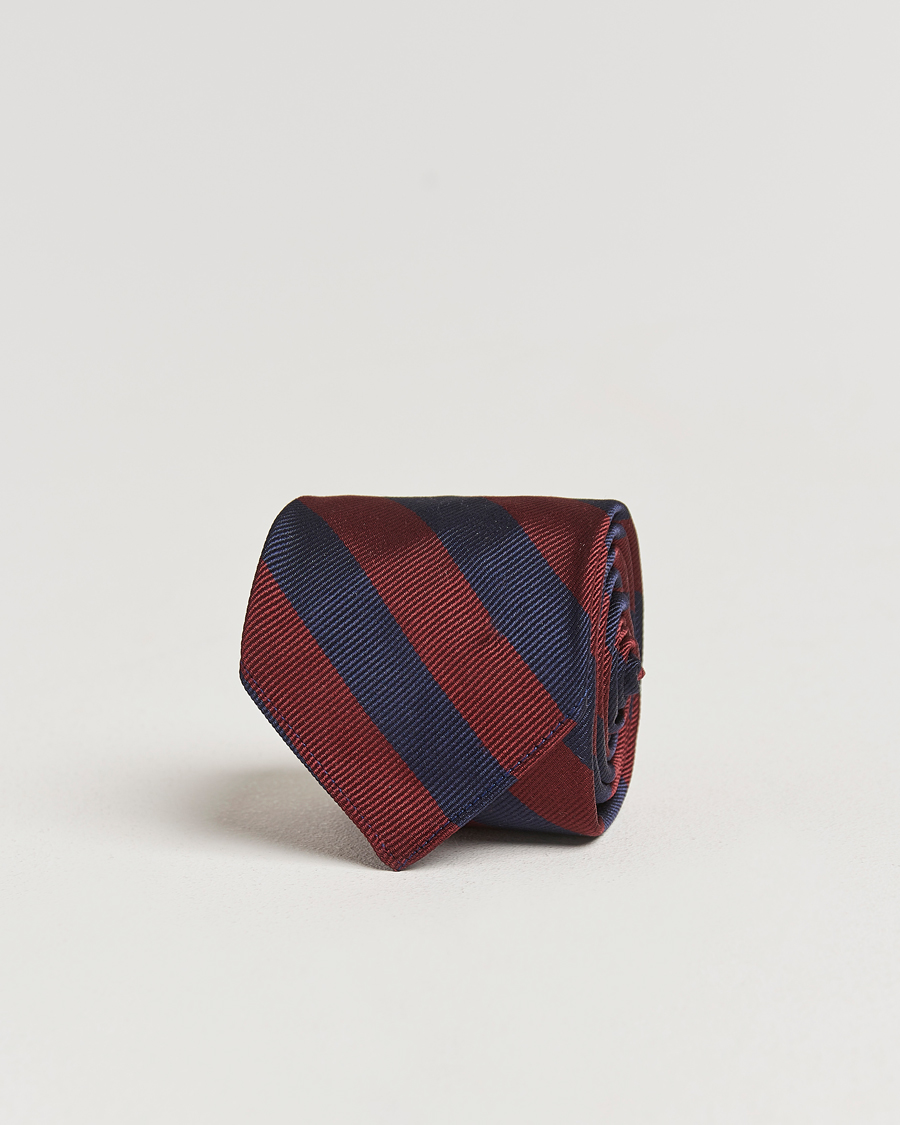 Hombres | Kamakura Shirts Vintage Ivy Regimental Stripe Silk Tie Navy/Burgundy | Kamakura Shirts | Vintage Ivy Regimental Stripe Silk Tie Navy/Burgundy