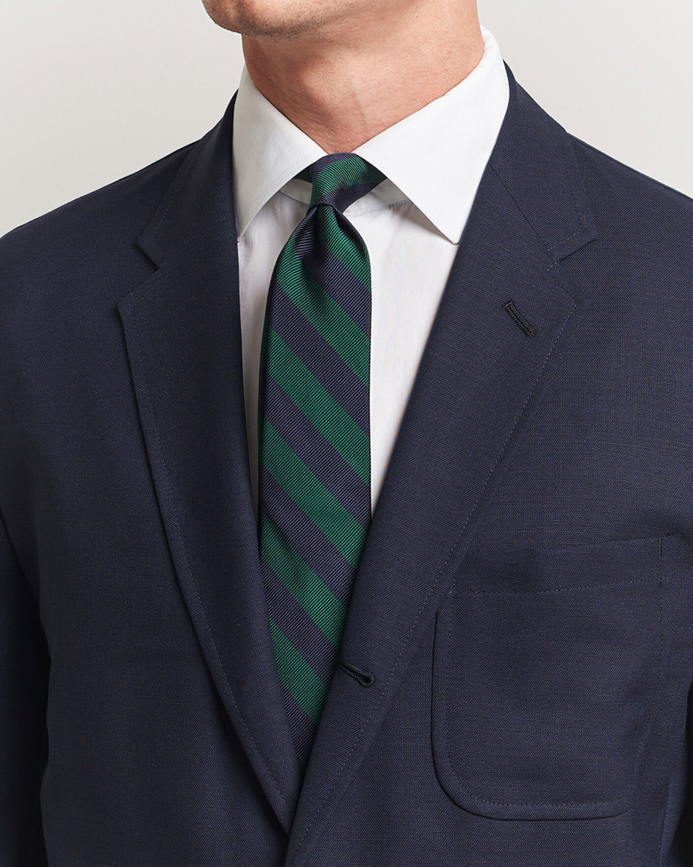 Hombres | Corbatas | Kamakura Shirts | Kamakura ShirtsVintage Ivy Regimental Stripe Silk TieNavy/Green
