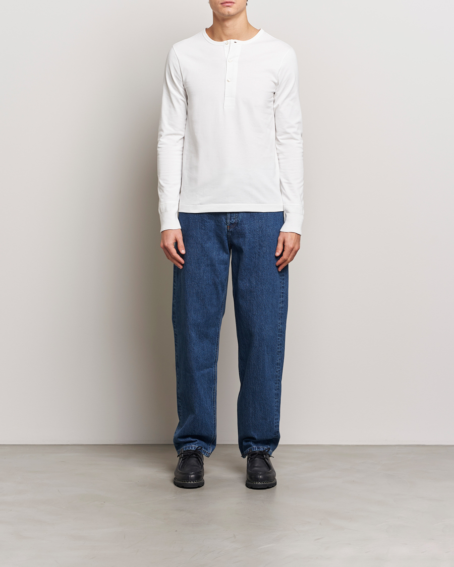 Hombres | Jerséis y prendas de punto | Merz b. Schwanen | Classic Organic Cotton Henley Sweater White