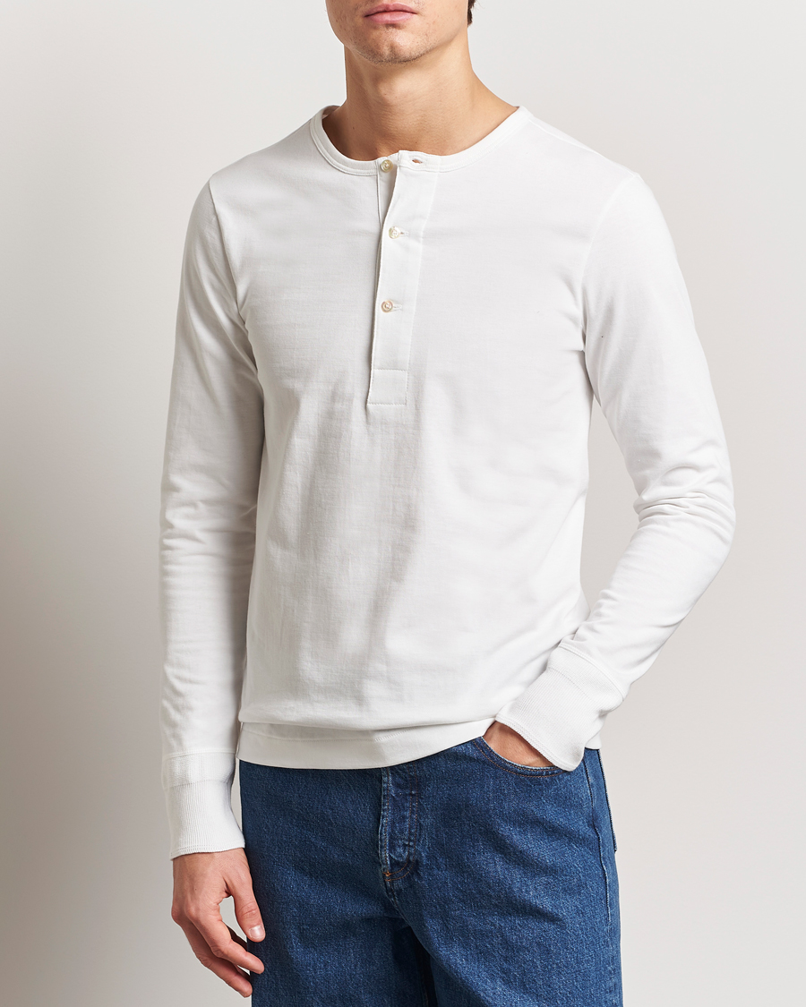 Hombres | Jerséis y prendas de punto | Merz b. Schwanen | Classic Organic Cotton Henley Sweater White