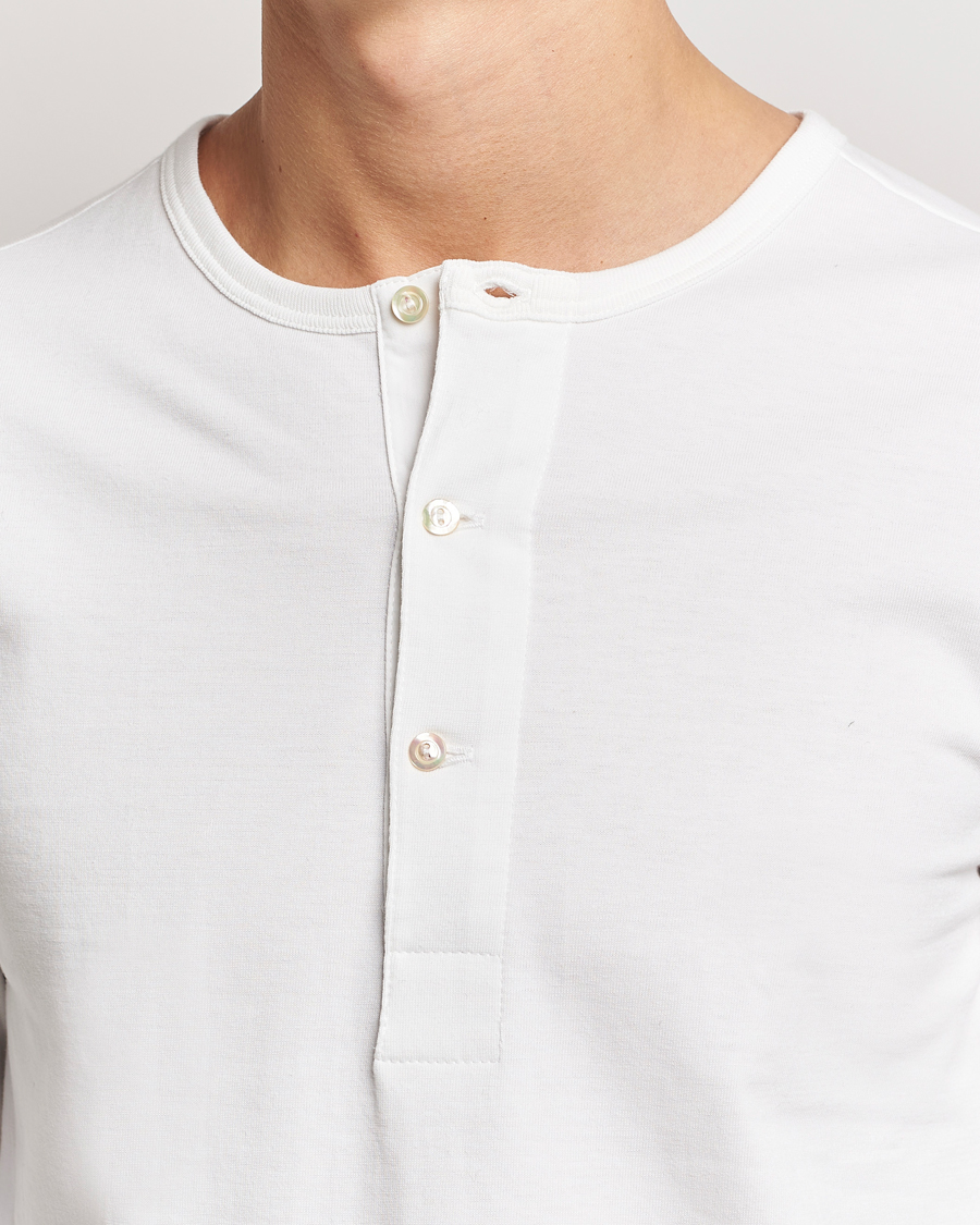 Hombres | Jerséis y prendas de punto | Merz b. Schwanen | Classic Organic Cotton Henley Sweater White
