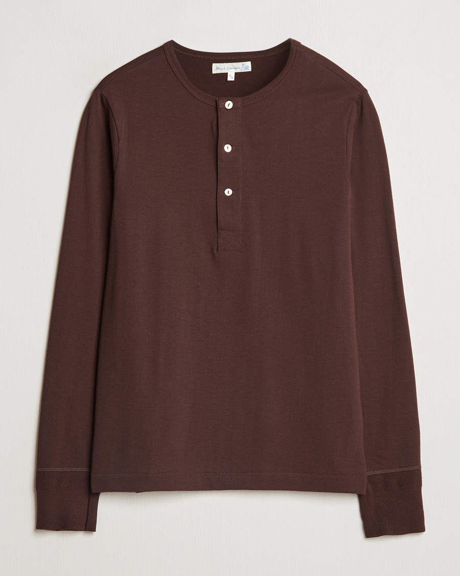 Hombres | Jerséis y prendas de punto | Merz b. Schwanen | Classic Organic Cotton Henley Coffee