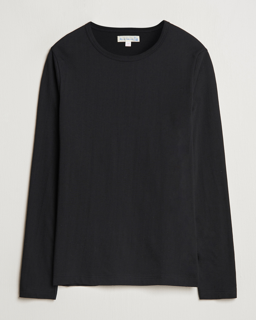 Hombres | Camisetas | Merz b. Schwanen | 1950s Classic Loopwheeled Longsleeve T-Shirt Black