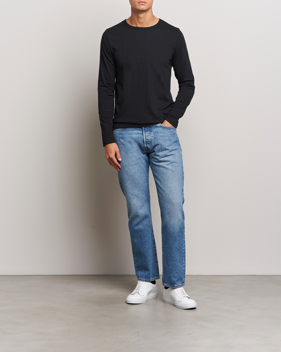 Hombres | Camisetas | Merz b. Schwanen | 1950s Classic Loopwheeled Longsleeve T-Shirt Black