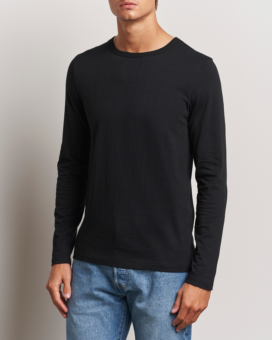 Hombres | Camisetas | Merz b. Schwanen | 1950s Classic Loopwheeled Longsleeve T-Shirt Black